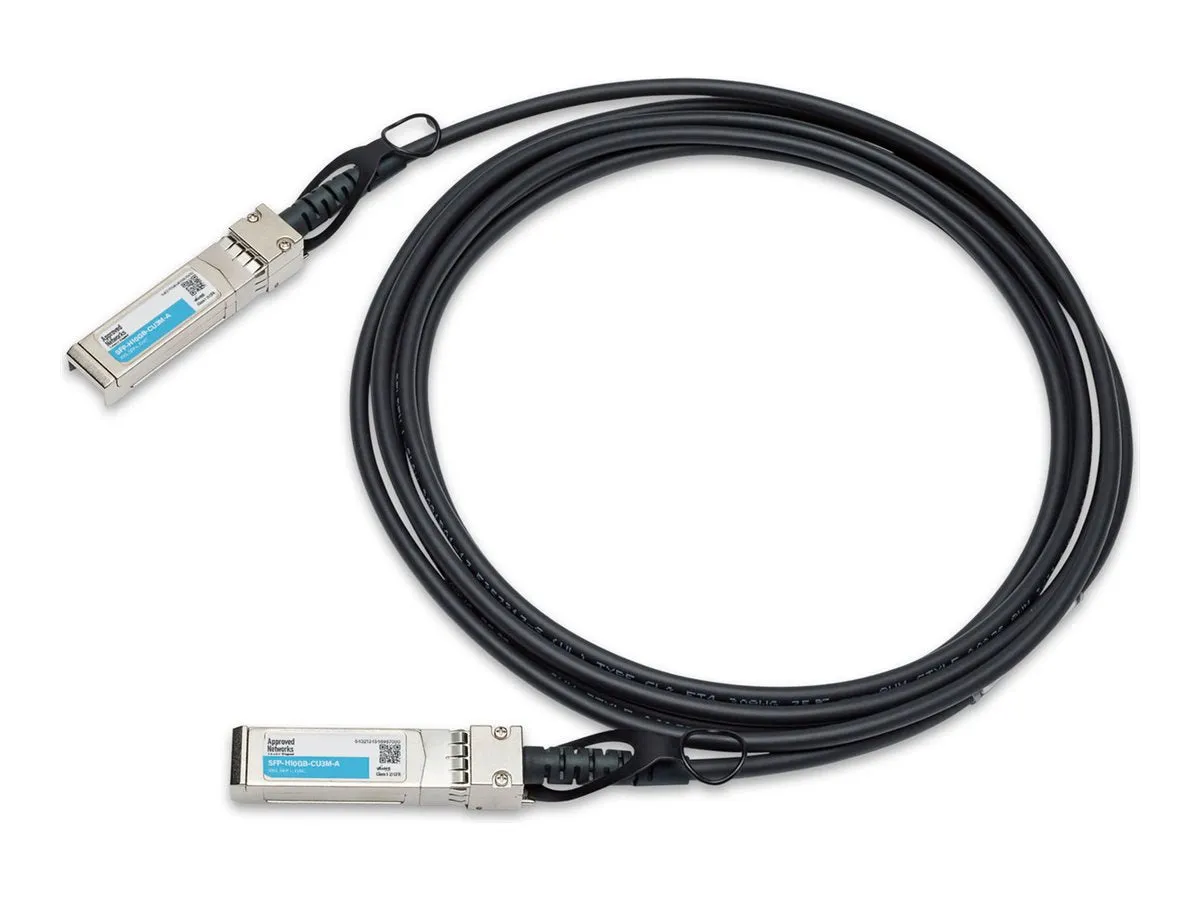 Approved Networks - 10GBase-CU direct attach cable - SFP  to SFP  - 10 ft - twinaxial - passive, solid SFP-H10GB-CU3M-A