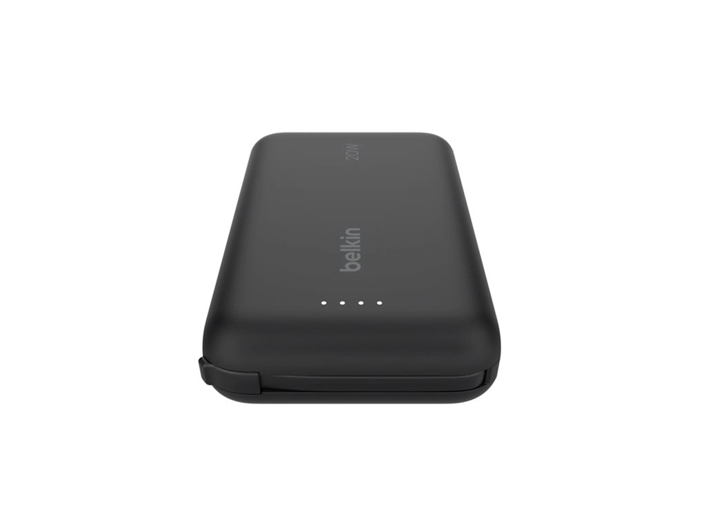 Belkin BoostCharge - Power bank - with integrated cable - 10000 mAh - 20 Watt - Fast Charge - 2 output connectors (24 pin USB-C) BPB021FQBK