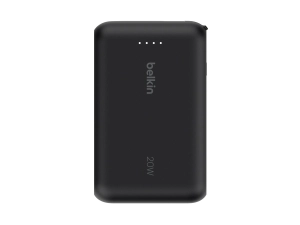 Belkin BoostCharge - Power bank - with integrated cable - 10000 mAh - 20 Watt - Fast Charge - 2 output connectors (24 pin USB-C) BPB021FQBK