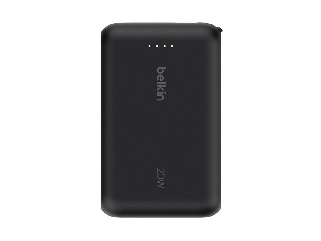 Belkin BoostCharge - Power bank - with integrated cable - 10000 mAh - 20 Watt - Fast Charge - 2 output connectors (24 pin USB-C) BPB021FQBK