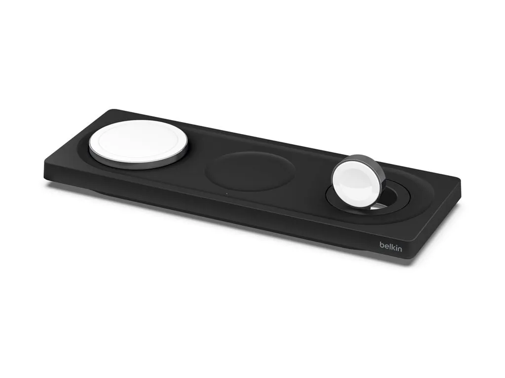Belkin BoostCharge Pro 3-in-1 - Wireless charging pad - Fast Charge - black - for Apple AirPods; AirPods Pro; iPhone 12, 13; WIZ016TTBK