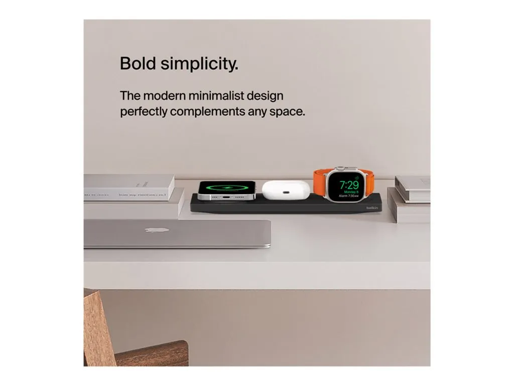 Belkin BoostCharge Pro 3-in-1 - Wireless charging pad - Fast Charge - black - for Apple AirPods; AirPods Pro; iPhone 12, 13; WIZ016TTBK