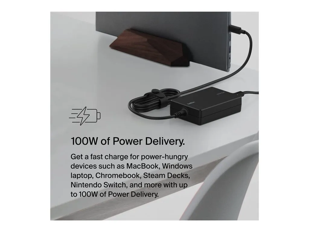Belkin Connect - Power adapter - GaN technology - 100 Watt - PD (24 pin USB-C) - black INC016TTBK