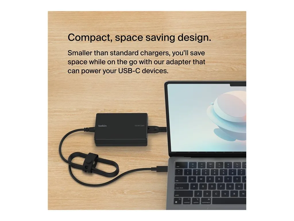 Belkin Connect - Power adapter - GaN technology - 100 Watt - PD (24 pin USB-C) - black INC016TTBK