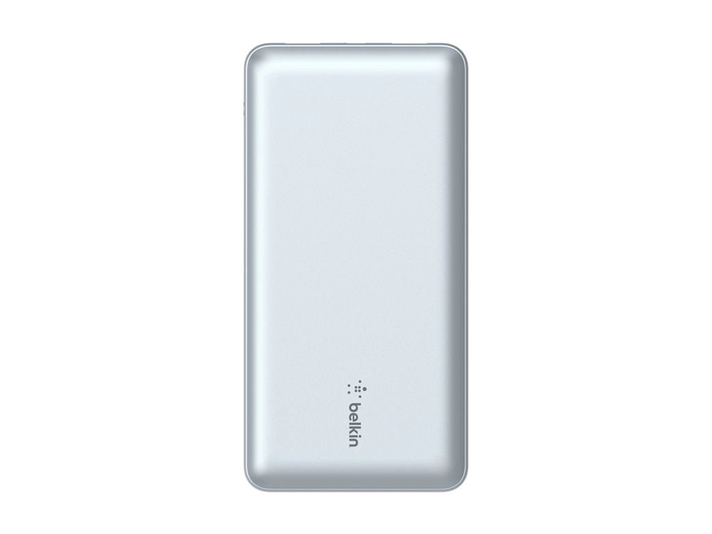 Belkin - Power bank - 10000 mAh - 15 Watt - 3 A - 3 output connectors (2 x USB, 24 pin USB-C) - on cable: USB-C - silver BPB011BTSL