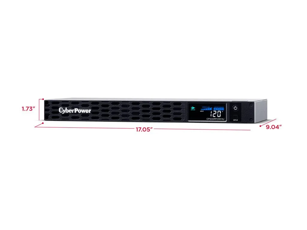 CyberPower PFC Sinewave Series CP500PFCRM1U - UPS (rack-mountable) - AC 120 V - 300 Watt - 500 VA - 7 Ah - USB, serial - output