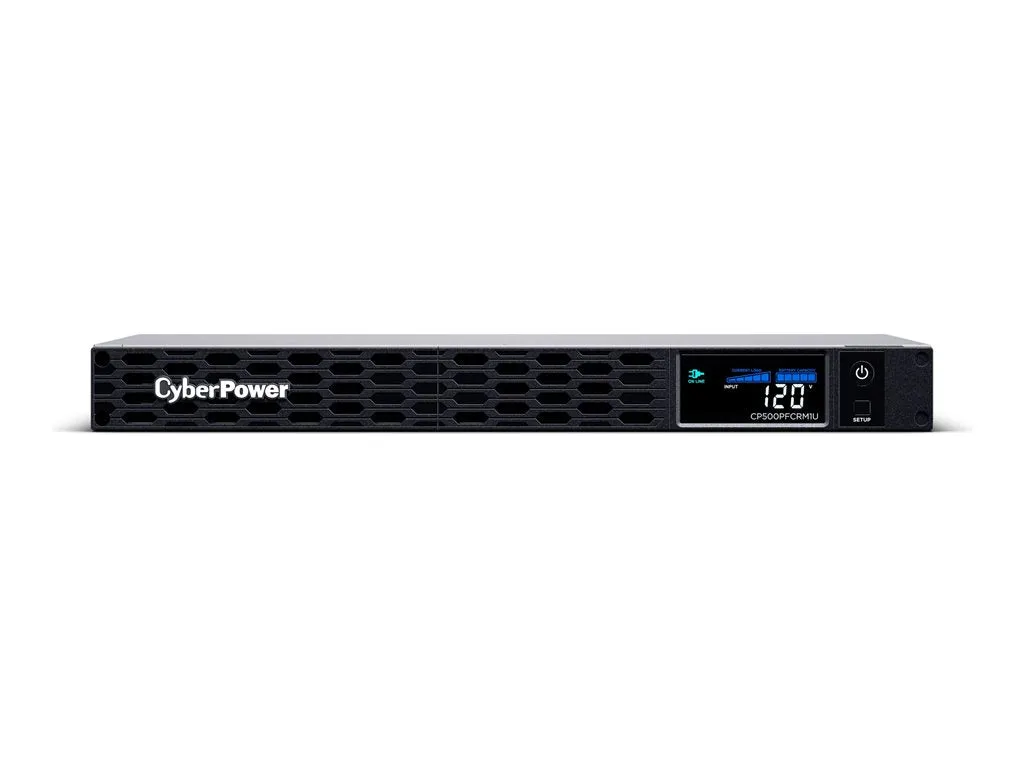 CyberPower PFC Sinewave Series CP500PFCRM1U - UPS (rack-mountable) - AC 120 V - 300 Watt - 500 VA - 7 Ah - USB, serial - output