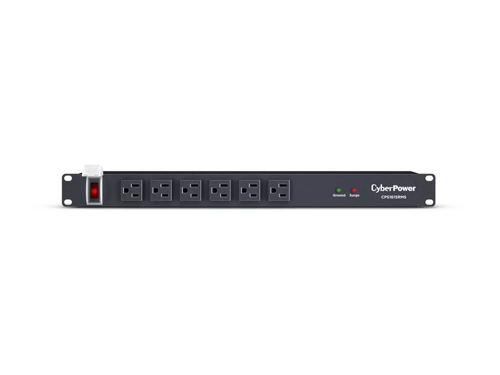 CyberPower Rackbar CPS1615RMS - Surge protector (rack-mountable) - AC 125 V - output connectors: 16 - 1U - 6 ft cord - black