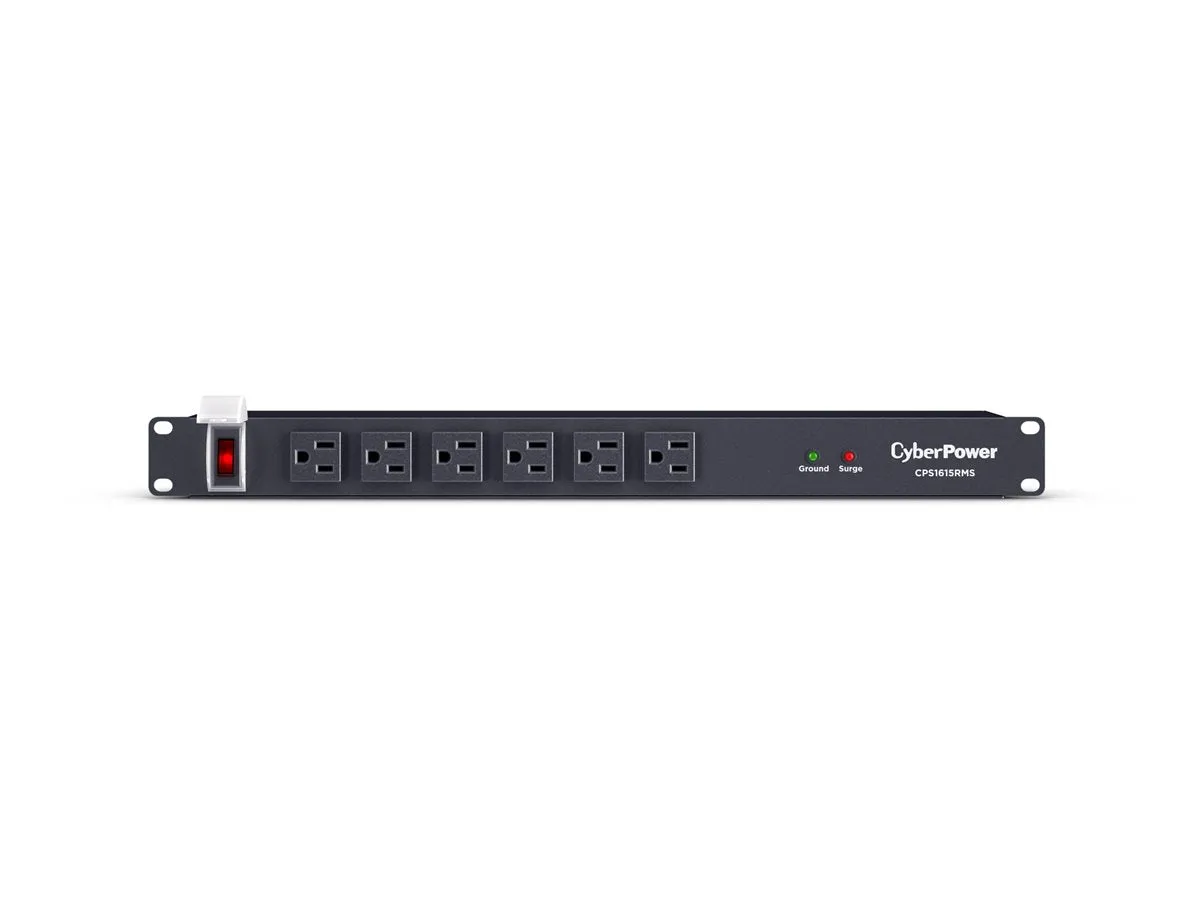 CyberPower Rackbar CPS1615RMS - Surge protector (rack-mountable) - AC 125 V - output connectors: 16 - 1U - 6 ft cord - black