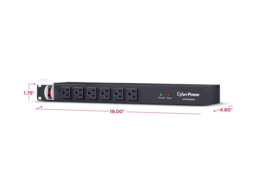 CyberPower Rackbar CPS1615RMS - Surge protector (rack-mountable) - AC 125 V - output connectors: 16 - 1U - 6 ft cord - black