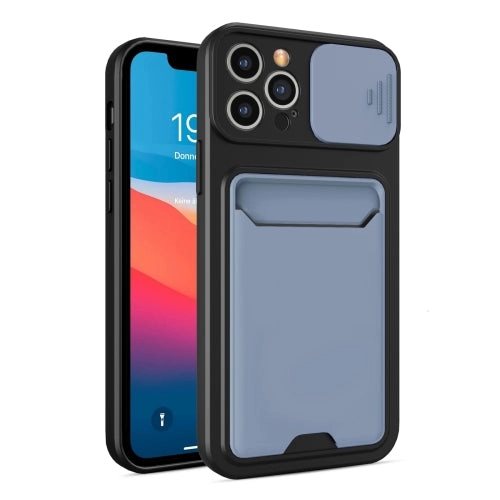 For iPhone 11 Sliding Camera Cover Design TPU   PC Shockproof Phone Case with Card Slot