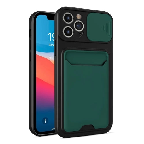 For iPhone 11 Sliding Camera Cover Design TPU   PC Shockproof Phone Case with Card Slot