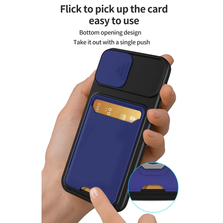 For iPhone 11 Sliding Camera Cover Design TPU   PC Shockproof Phone Case with Card Slot