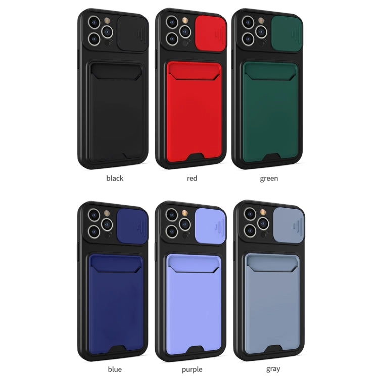 For iPhone 11 Sliding Camera Cover Design TPU   PC Shockproof Phone Case with Card Slot