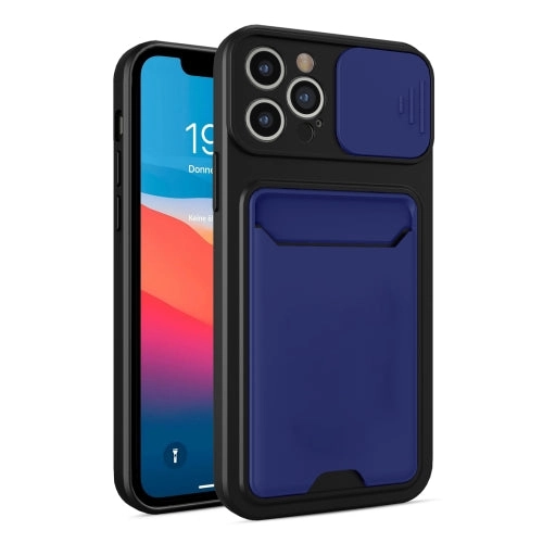 For iPhone 11 Sliding Camera Cover Design TPU   PC Shockproof Phone Case with Card Slot