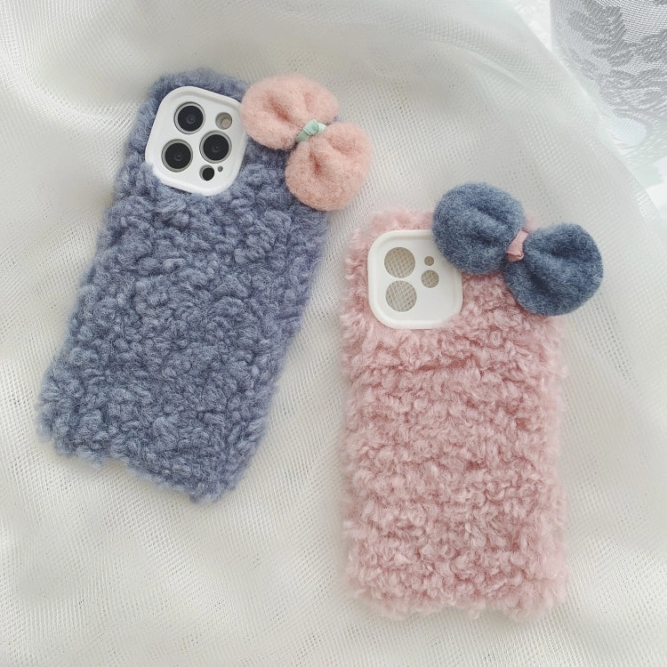 For iPhone 12 Bowknot Plush Soft Protective Case