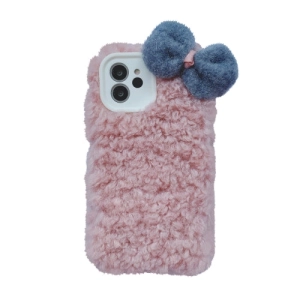 For iPhone 12 Bowknot Plush Soft Protective Case