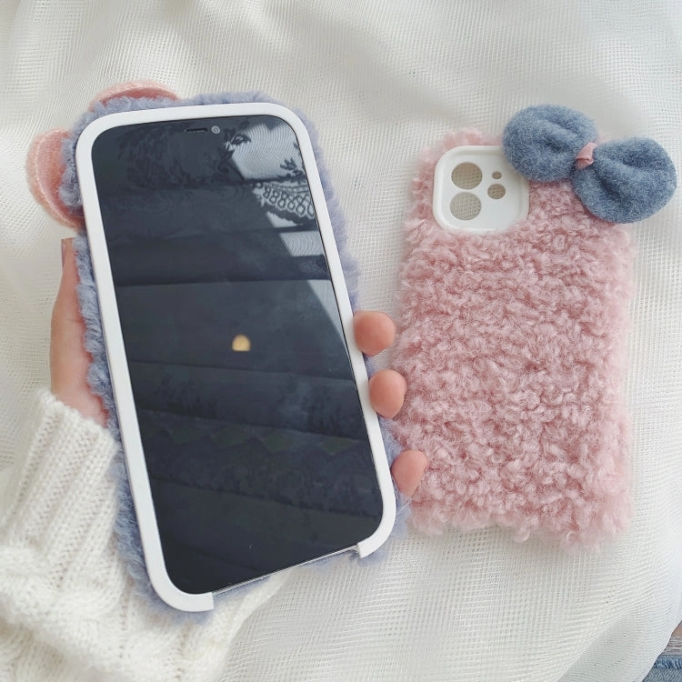 For iPhone 12 Bowknot Plush Soft Protective Case
