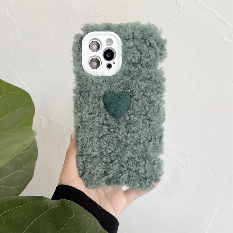 For iPhone 12 Plush Heart Soft Protective Case