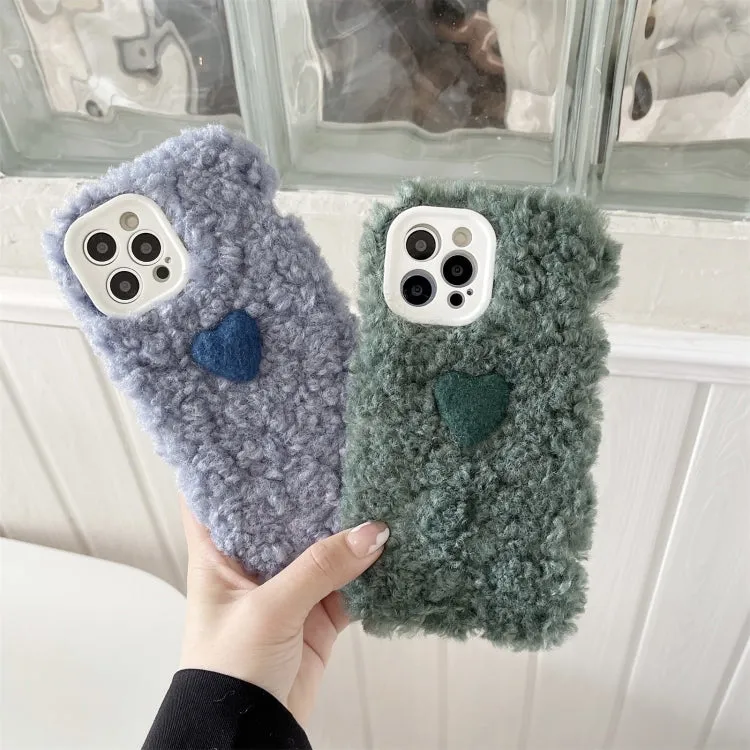 For iPhone 12 Plush Heart Soft Protective Case