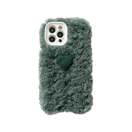 For iPhone 12 Plush Heart Soft Protective Case