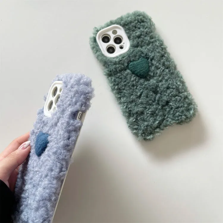For iPhone 12 Plush Heart Soft Protective Case