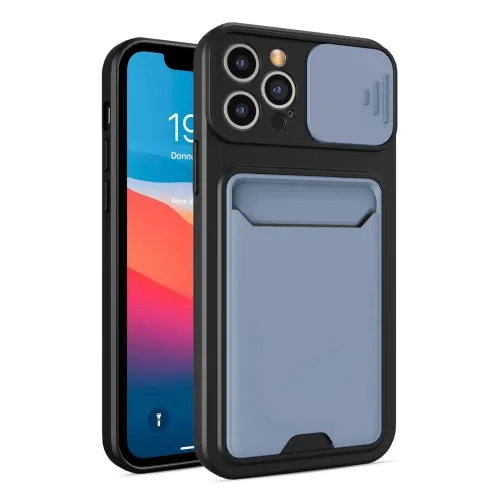 For iPhone 12 Sliding Camera Cover Design TPU   PC Shockproof Phone Case with Card Slot