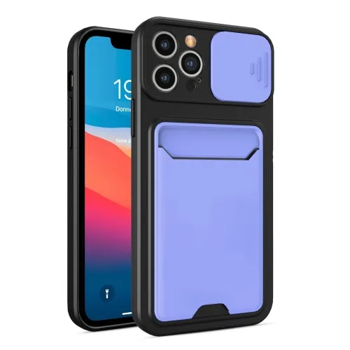 For iPhone 12 Sliding Camera Cover Design TPU   PC Shockproof Phone Case with Card Slot