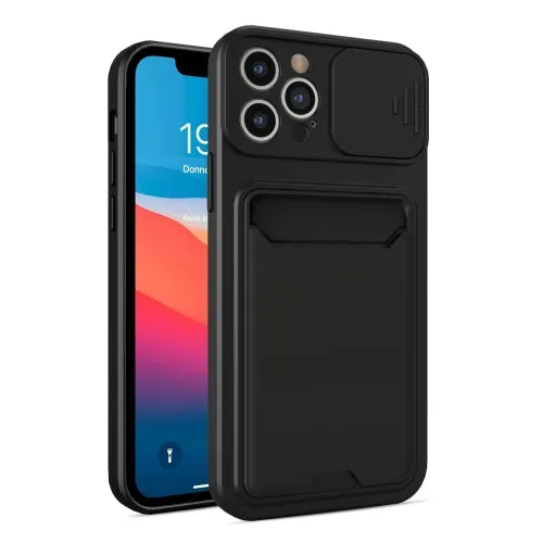 For iPhone 12 Sliding Camera Cover Design TPU   PC Shockproof Phone Case with Card Slot