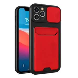 For iPhone 12 Sliding Camera Cover Design TPU   PC Shockproof Phone Case with Card Slot