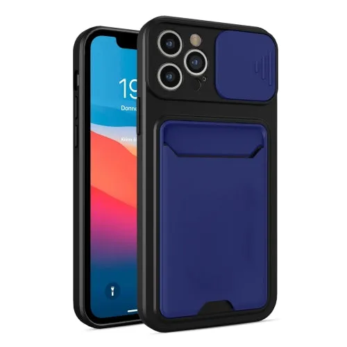 For iPhone 12 Sliding Camera Cover Design TPU   PC Shockproof Phone Case with Card Slot