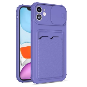 For iPhone 12 Sliding Camera Cover TPU Shockproof Case with Card Slot