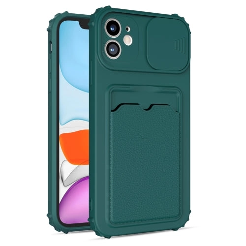 For iPhone 12 Sliding Camera Cover TPU Shockproof Case with Card Slot