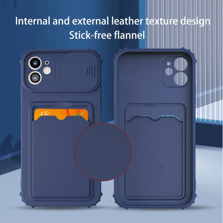 For iPhone 12 Sliding Camera Cover TPU Shockproof Case with Card Slot