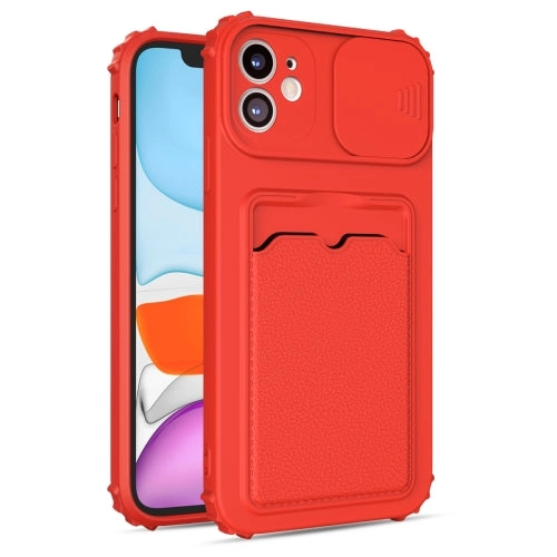 For iPhone 12 Sliding Camera Cover TPU Shockproof Case with Card Slot