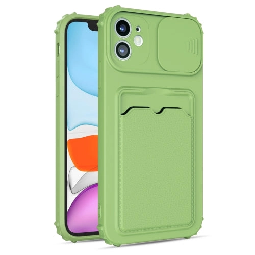 For iPhone 12 Sliding Camera Cover TPU Shockproof Case with Card Slot