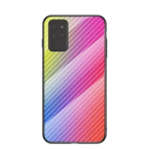For Samsung Galaxy Note 20 Gradient Carbon Fiber Texture TPU Border Tempered Glass Case(Colorful
