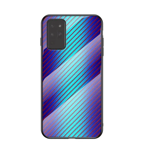 For Samsung Galaxy Note 20 Gradient Carbon Fiber Texture TPU Border Tempered Glass Case(Colorful