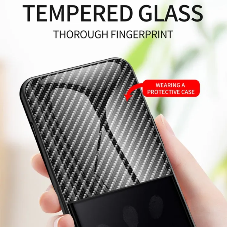 For Samsung Galaxy Note 20 Gradient Carbon Fiber Texture TPU Border Tempered Glass Case(Colorful