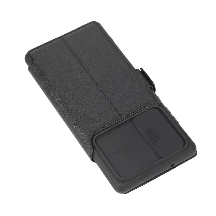 For Samsung Galaxy Note20 Push Window Double Buckle PU   Silicone Horizontal Flip Leather Case with