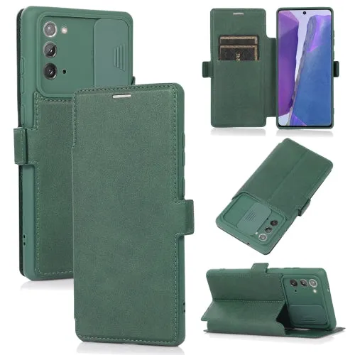 For Samsung Galaxy Note20 Push Window Double Buckle PU   Silicone Horizontal Flip Leather Case with