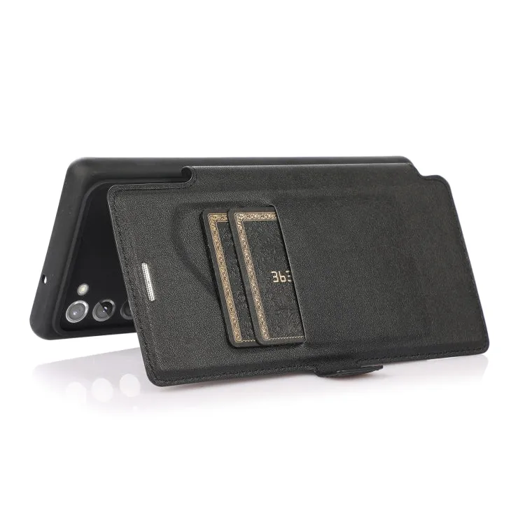 For Samsung Galaxy Note20 Push Window Double Buckle PU   Silicone Horizontal Flip Leather Case with