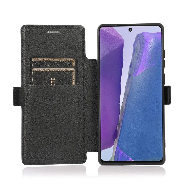 For Samsung Galaxy Note20 Push Window Double Buckle PU   Silicone Horizontal Flip Leather Case with