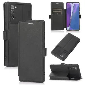 For Samsung Galaxy Note20 Push Window Double Buckle PU   Silicone Horizontal Flip Leather Case with