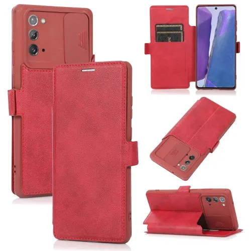 For Samsung Galaxy Note20 Push Window Double Buckle PU   Silicone Horizontal Flip Leather Case with