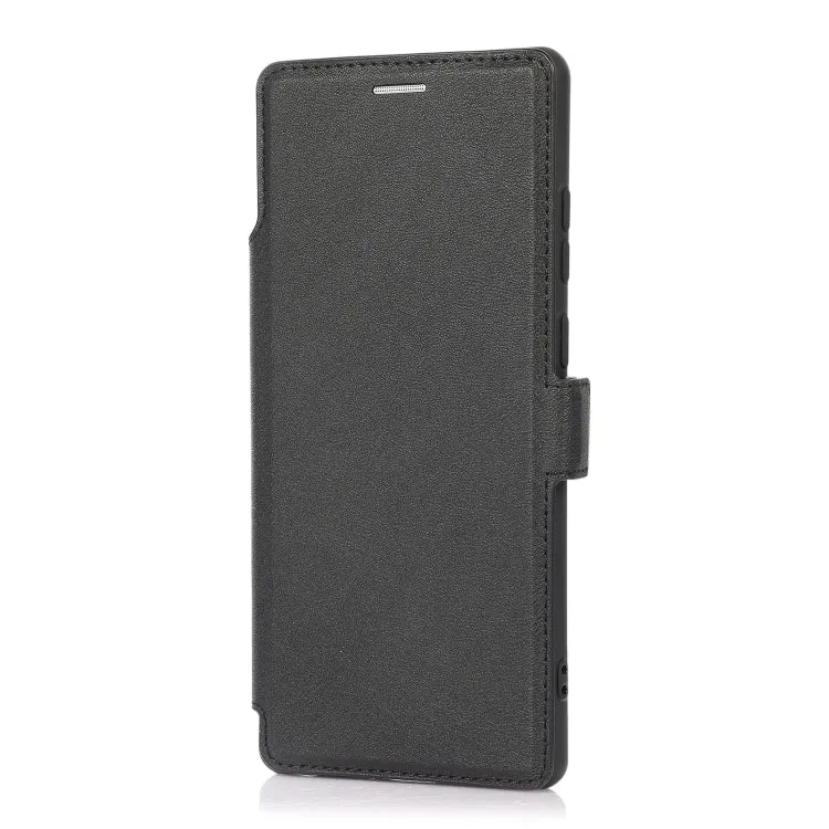 For Samsung Galaxy Note20 Push Window Double Buckle PU   Silicone Horizontal Flip Leather Case with