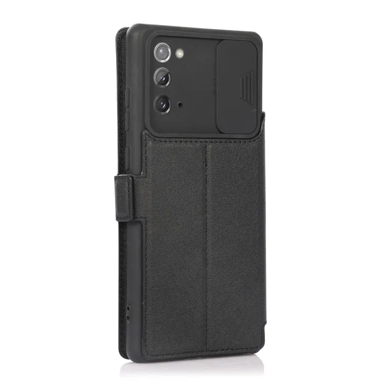 For Samsung Galaxy Note20 Push Window Double Buckle PU   Silicone Horizontal Flip Leather Case with