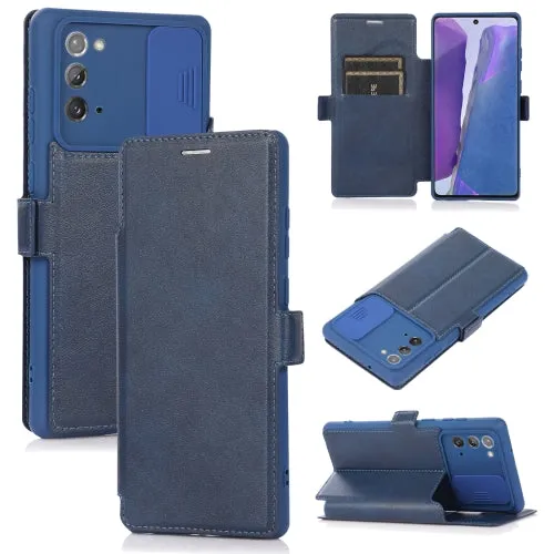 For Samsung Galaxy Note20 Push Window Double Buckle PU   Silicone Horizontal Flip Leather Case with