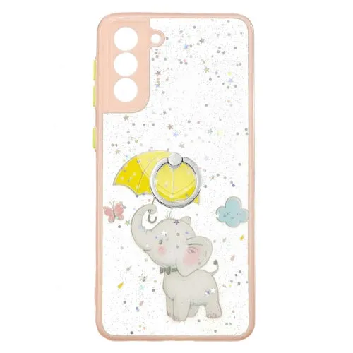 For Samsung Galaxy S21  5G Colored Drawing Starry Sky Epoxy TPU Shockproof Case with Ring