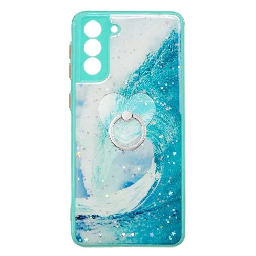 For Samsung Galaxy S21  5G Colored Drawing Starry Sky Epoxy TPU Shockproof Case with Ring